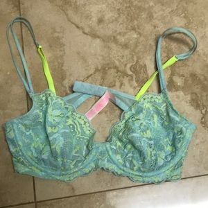 Victoria secret pink lace underwire bra